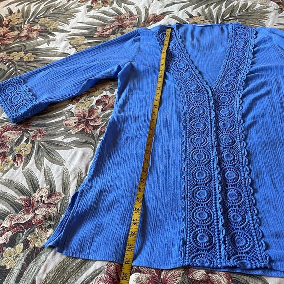 Blue tunic top swim coverup, size M - Picture 4 of 6